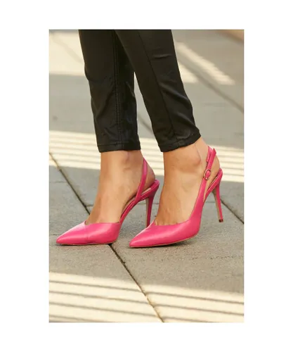 Sosandar Womens Carmen Hot Pink Leather Slingback Court Shoe