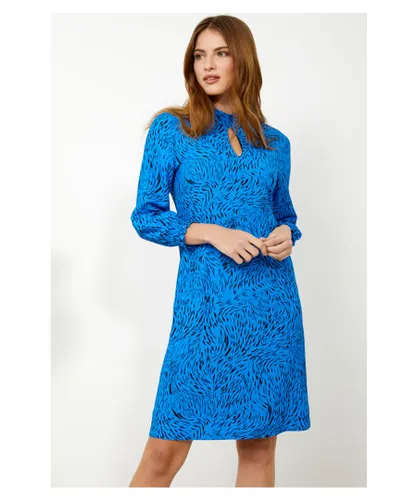Sosandar Womens Cobalt Blue Animal Print Shift Dress