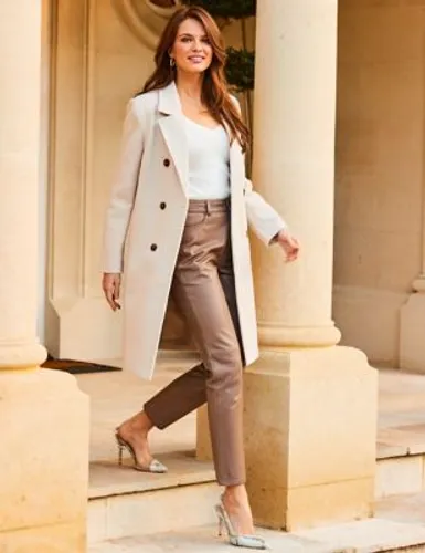 Sosandar Womens Double Breasted Longline Tailored Coat - 10 - Cream, Cream