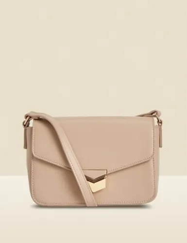 Sosandar Womens Faux Leather Cross Body Bag - Taupe, Taupe