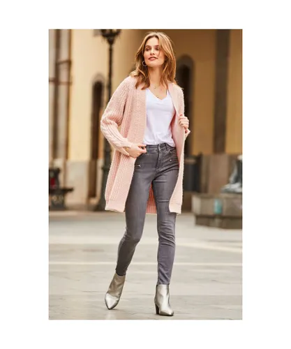 Sosandar Womens Grey Zip Detail Skinny Biker Jeans - Charcoal Cotton