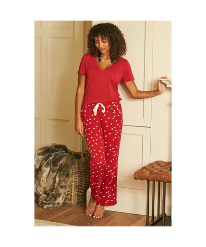 Sosandar Womens Red & White Spot Print Pyjama Bottoms