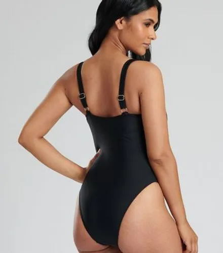 South Beach Black Belted Swimsuit New Look