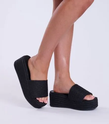 South Beach Black Espadrille Platform Sandals New Look