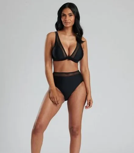 South Beach Black Mesh Halter Bikini Set New Look