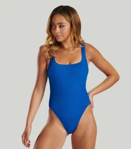 South Beach Bright Blue Textured Crinkle Swimsuit New Look