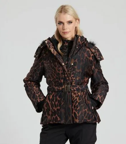 South Beach Brown Leopard Print Padded Ski Jacket New Look