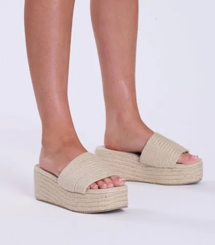 South Beach Cream Espadrille Platform Sandals New Look