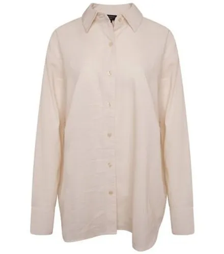 South Beach Cream Linen-Look Oversized Shirt New Look