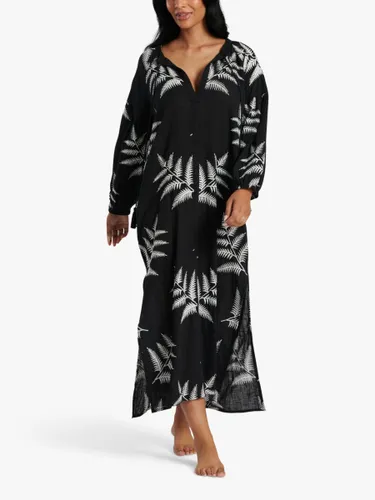 South Beach Palm Embroidered Maxi Dress, Black/White - Black/White - Female