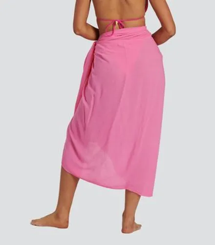 South Beach Pink Crinkle Fringed Midi Sarong New Look