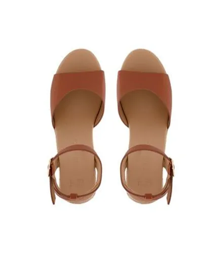 South Beach Tan Leather-Look Espadrille Wedge Sandals New Look