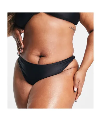 South Beach Womens Curve Exclusive mix & match knot side high waist bikini bottom in black