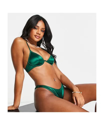 South Beach Womens mix & match exaggerated wire bikini top in high shine emerald green