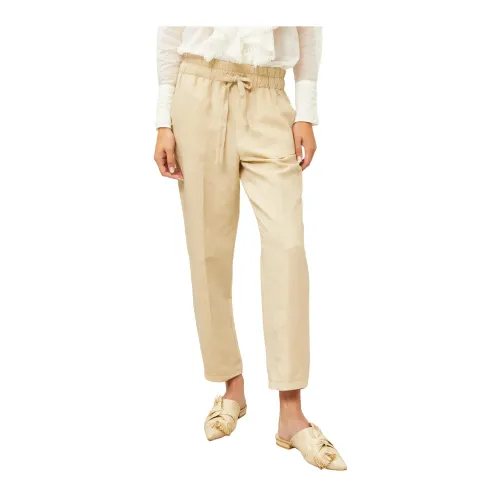 Souvenir , Beige Linen Casual Pants ,Beige female, Sizes: