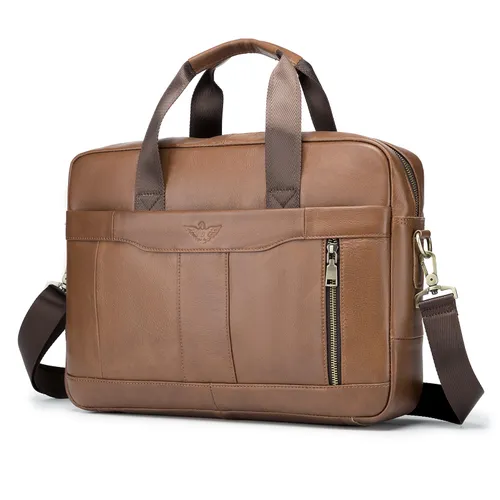 SPAHER Mens Leather Laptop Bag Briefcases for Men 15.6 Inch