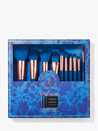 Spectrum x John Lewis Exclusive 10 Piece Makeup Brush Set, Azure Blue - Azure Blue - Unisex