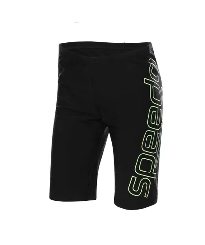 Speedo Boys Boy's Boom Logo Jammer Swim Short in black green Nylon