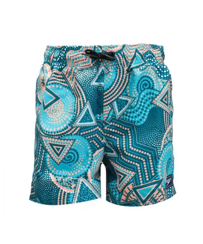 Speedo Boys Boy's Digital Print 13 inch Swim Shorts in Blue Orange