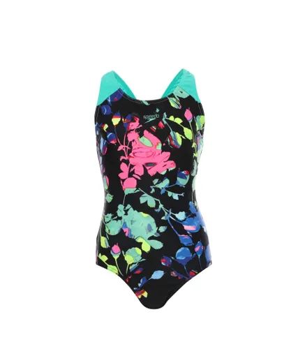 Speedo Girls Girl's Digital Splashback Swimsuit in black green