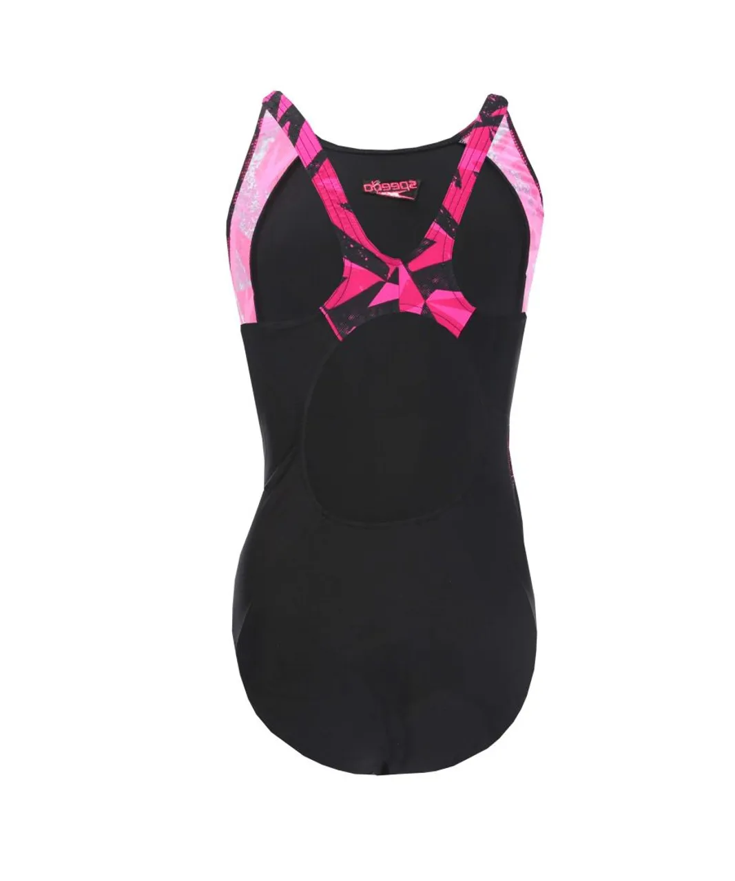 Speedo Girls Girl's Hyper Boom Splice Muscleback Swimsuit in black pink Nylon
