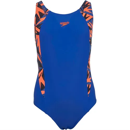 Speedo Girls Hyperboom Splice Muscle Back Swimsuit Blue/Orange