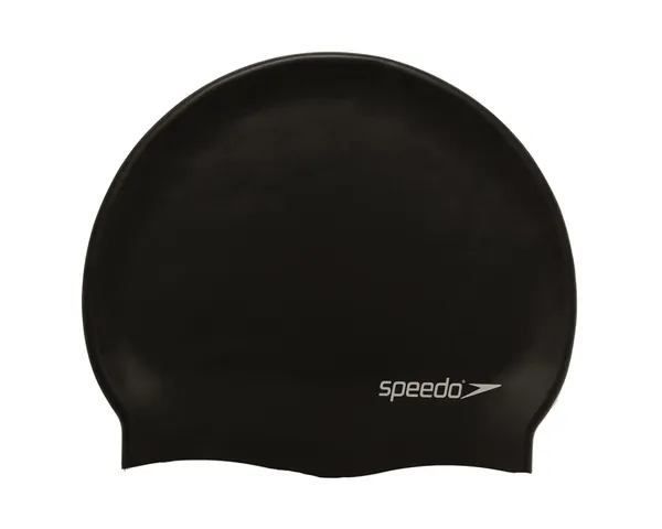 Speedo Plain Flat Silicone Swim Cap - Black