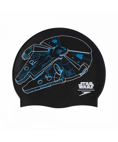 Speedo Star Wars Millenium Falcon Slogan Print Black/Blue Swim Cap 8 08385D675 - One