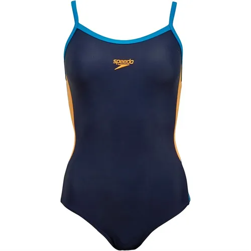 Speedo Womens Dive Thinstrap Muscleback Swimsuit Blue/Orange