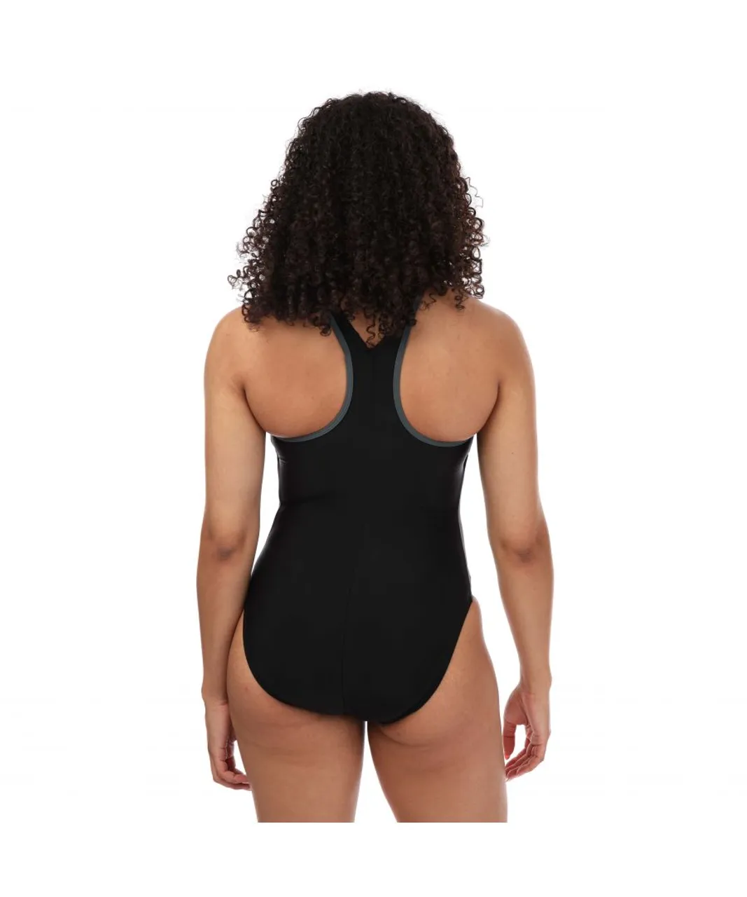 Speedo Womenss Hyperboom Racerback Swimsuit in Black Grey