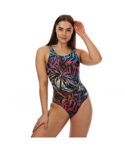 Speedo Womenss Placement U-Back Swimsuit in Black Red - Multicolour
