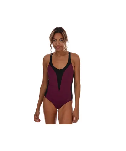 Speedo Womenss Sculpture OpalLux Swimsuit in Purple black Nylon