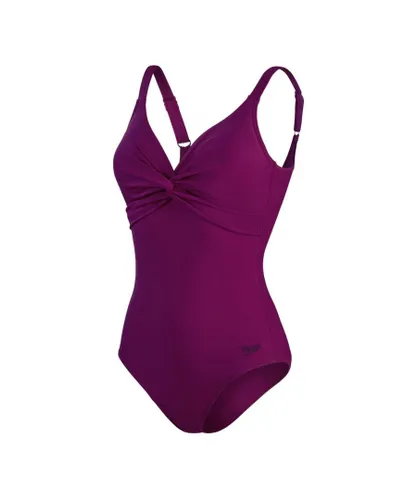 Speedo Womenss Shaping Brigitte Swimsuit in Plum - Purple Nylon