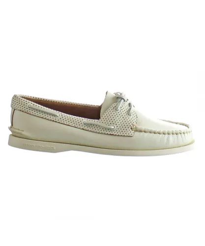 Sperry A/0 2-Eye Pin Perf Mens White Shoes Leather