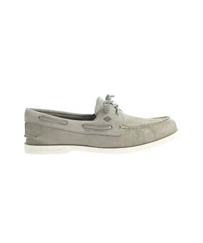 Sperry A/O 2-Eye Plushwave Womens Grey Boat Shoes Nubuck Leather