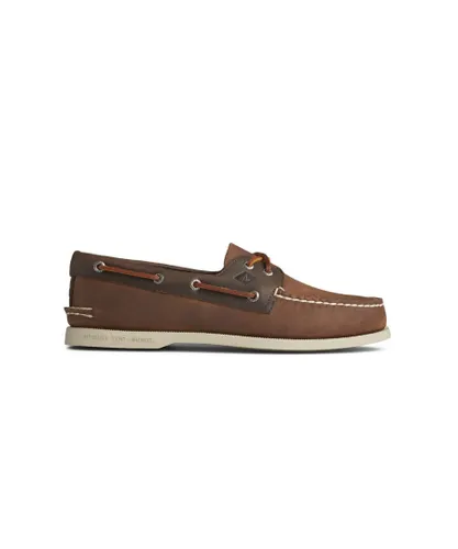 Sperry Mens 'Authentic Original 2 Eye' Brown Leather Boat Shoe Rubber