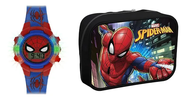 Spiderman Boy's Digital Quartz Watch with Plastic Strap