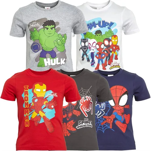 Spiderman Boys Spidey And Friends Five Pack T-Shirts Multi