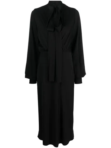Sportmax attached-scarf silk-blend midi dress - Black