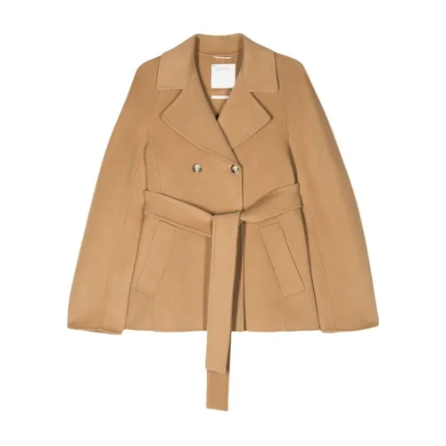 Sportmax , Beige Wool-Cashmere Blend Coat ,Beige female, Sizes: