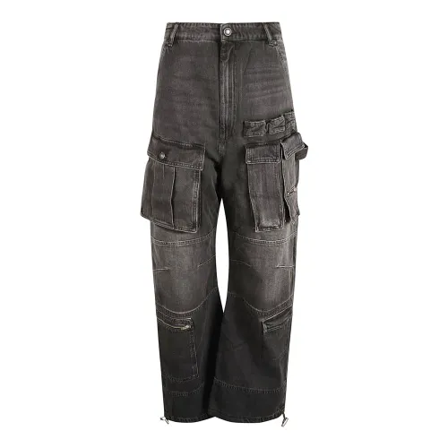 Sportmax , Cargo Pocket Wide Leg Black Jeans ,Black female, Sizes: