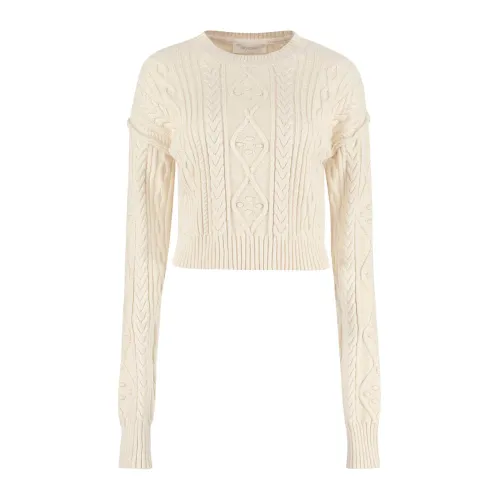 Sportmax , Cotton Cropped Sweater ,Beige female, Sizes: