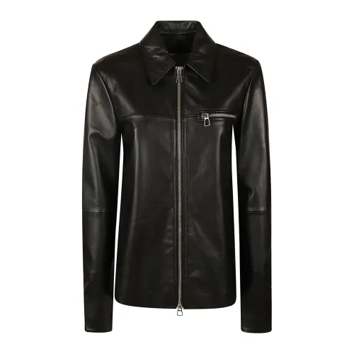 Sportmax , Leather Jacket ,Black female, Sizes: