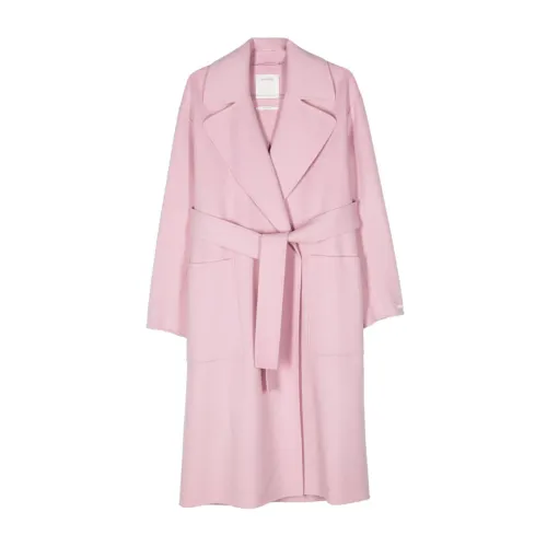 Sportmax , Pink Wool Coat with Notched Lapels ,Pink female, Sizes: