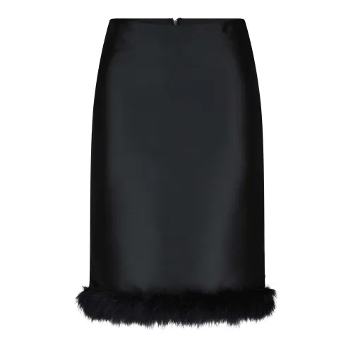 Sportmax , Shiny Ruffled Midi Skirt ,Black female, Sizes: