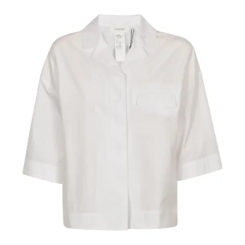 Sportmax , White Cotton Poplin Shirt Crystal Embellished ,White female, Sizes: