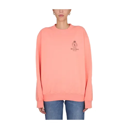 Sporty & Rich , Crown Sweatshirt ,Pink unisex, Sizes: