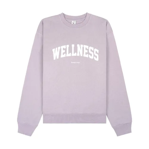 Sporty & Rich , Faded Lilac White Ivy Crewneck ,Purple male, Sizes: