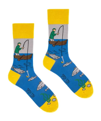 SPOX SOX Unisex - Mens & Ladies Mismatched Novelty Odd Socks - Fishing - Multicolour Cotton
