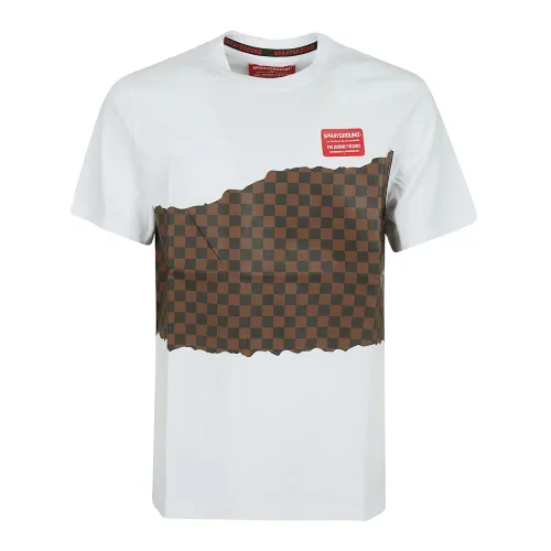 Sprayground , Limited Edition Checkered T-shirt ,White male, Sizes: